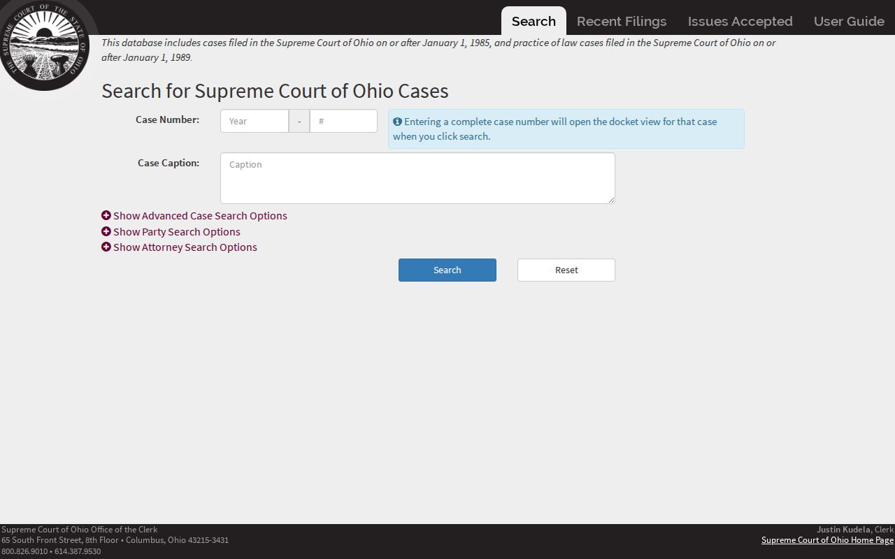 Delaware County docket search record type at the Supreme Court of Ohio public docket