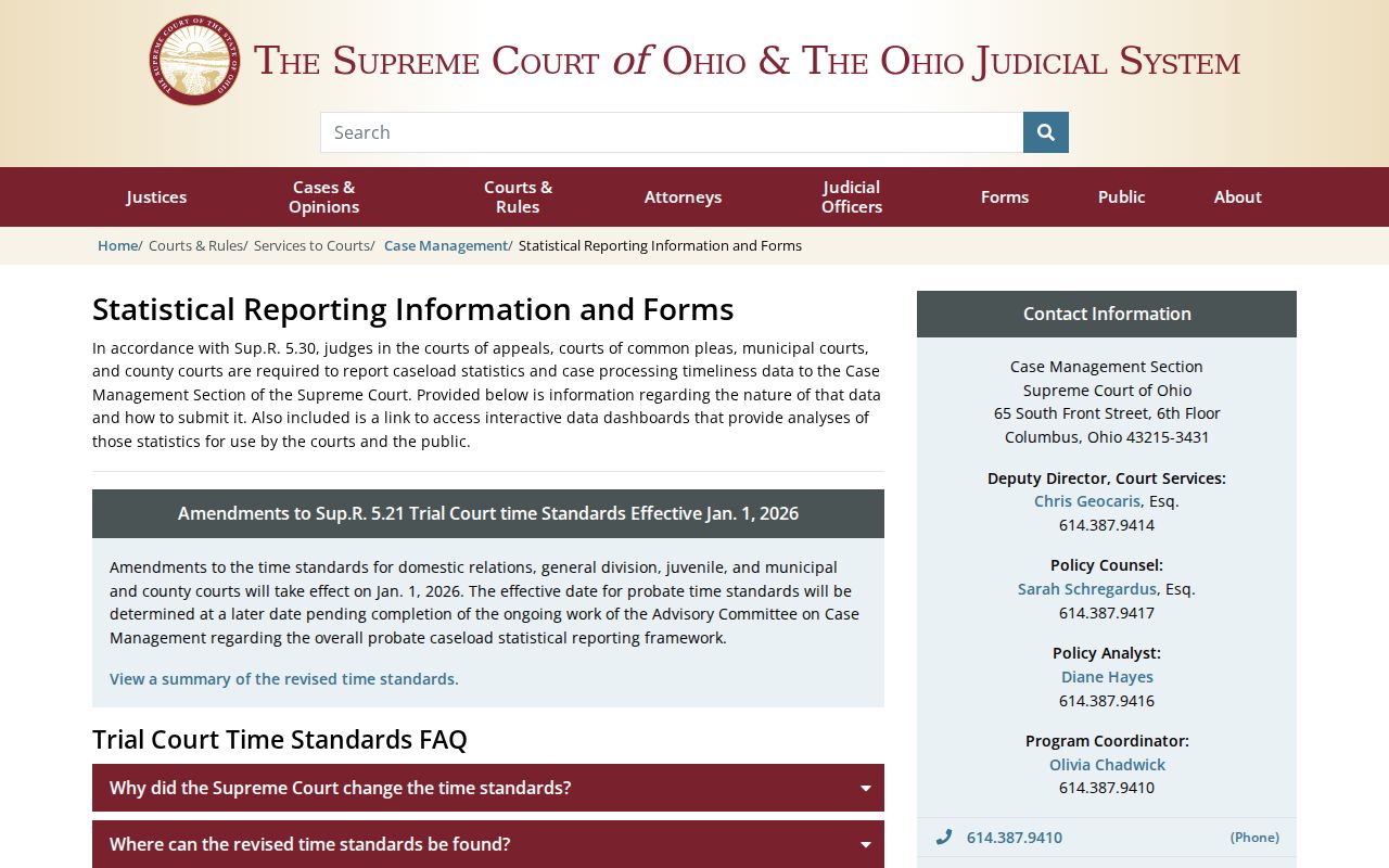 Delaware County court schedule record information from the Supreme Court of Ohio