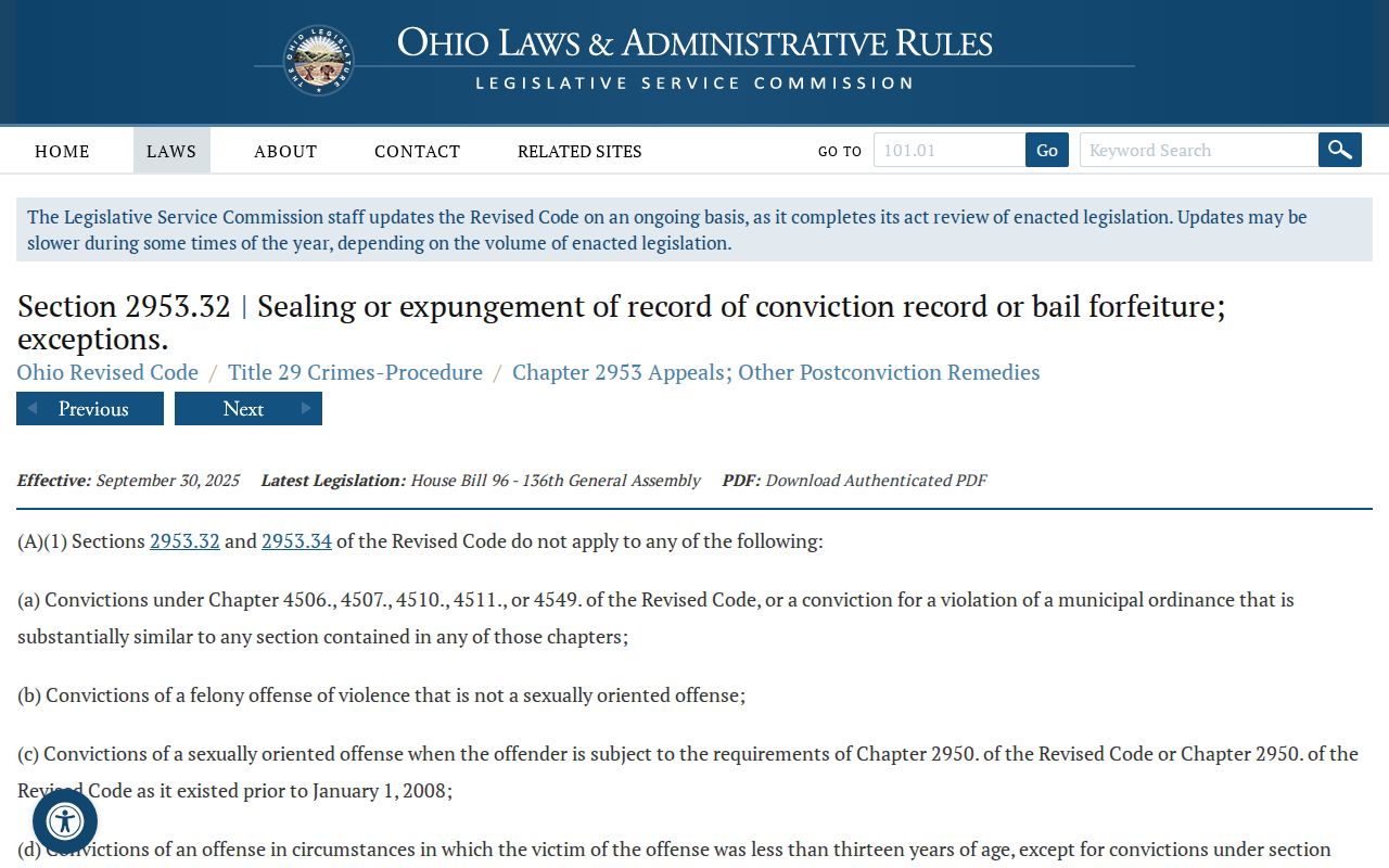 Delaware County criminal court dockets and Ohio conviction record sealing statute